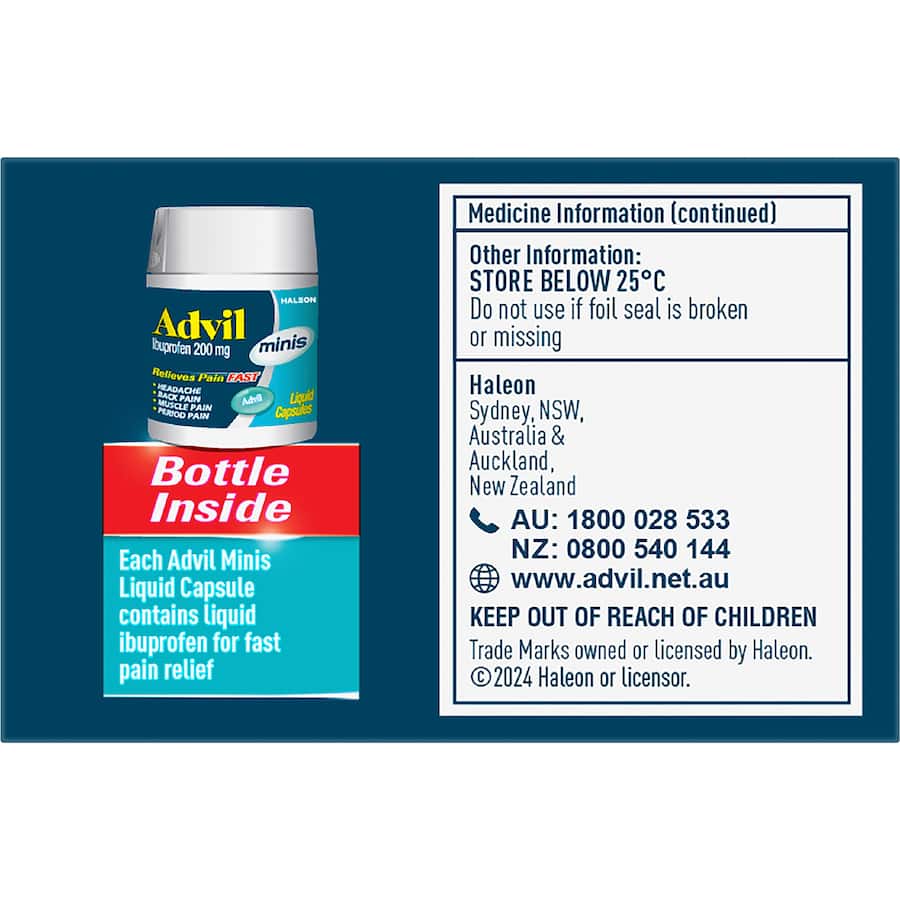 Advil Pain Relief Mini Liquid Capsules 20 pack