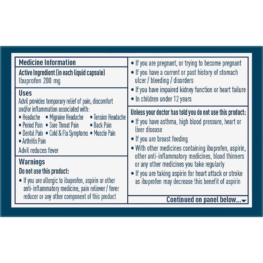 Advil Pain Relief Mini Liquid Capsules 20 pack