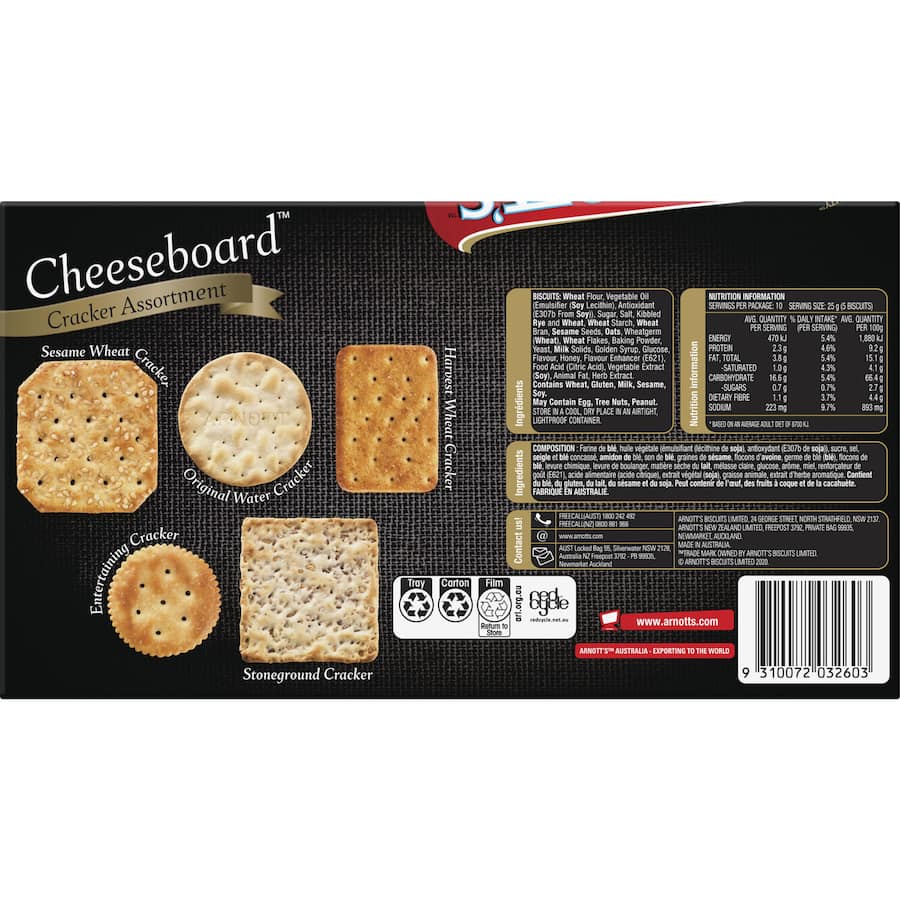 Arnotts Crackers Cheeseboard Selection Boxed 250g