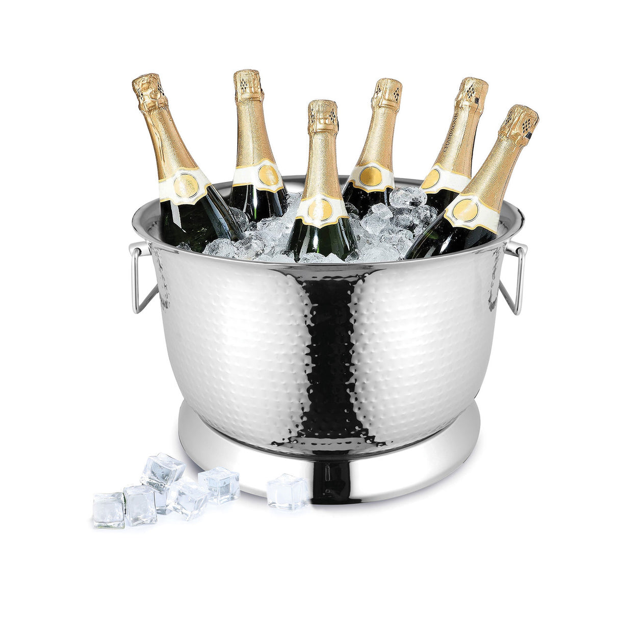 Hammered Double Wall Round Party Tub 40 x 24cm Stainless Steel - Avanti