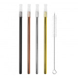 Avanti Cocktail Precious Metals Straws With Cleaning Brush | Set Of 4