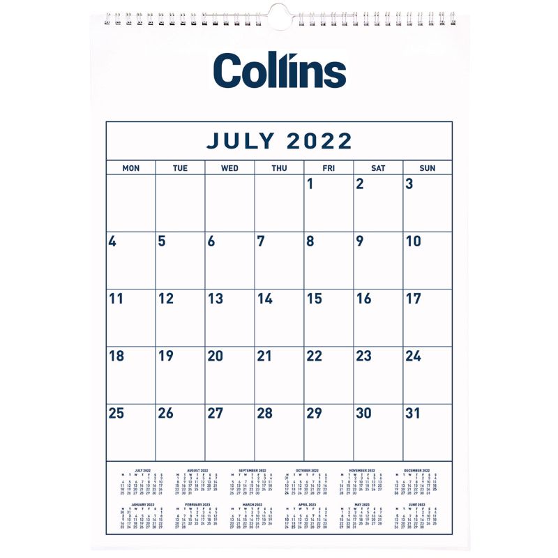 Collins Calendar Mid Year A3 Month To View July 2022-June 2023