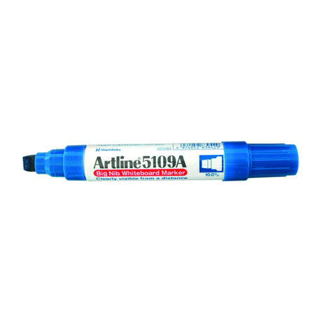 Artline 5109a Whiteboard Marker in vibrant hangse blue with a 10mm chisel nib for bold, visible writing.