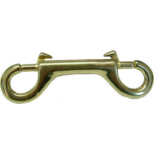 4-inch polished brass double end snap hook for versatile fastening in crafting and outdoor applications.