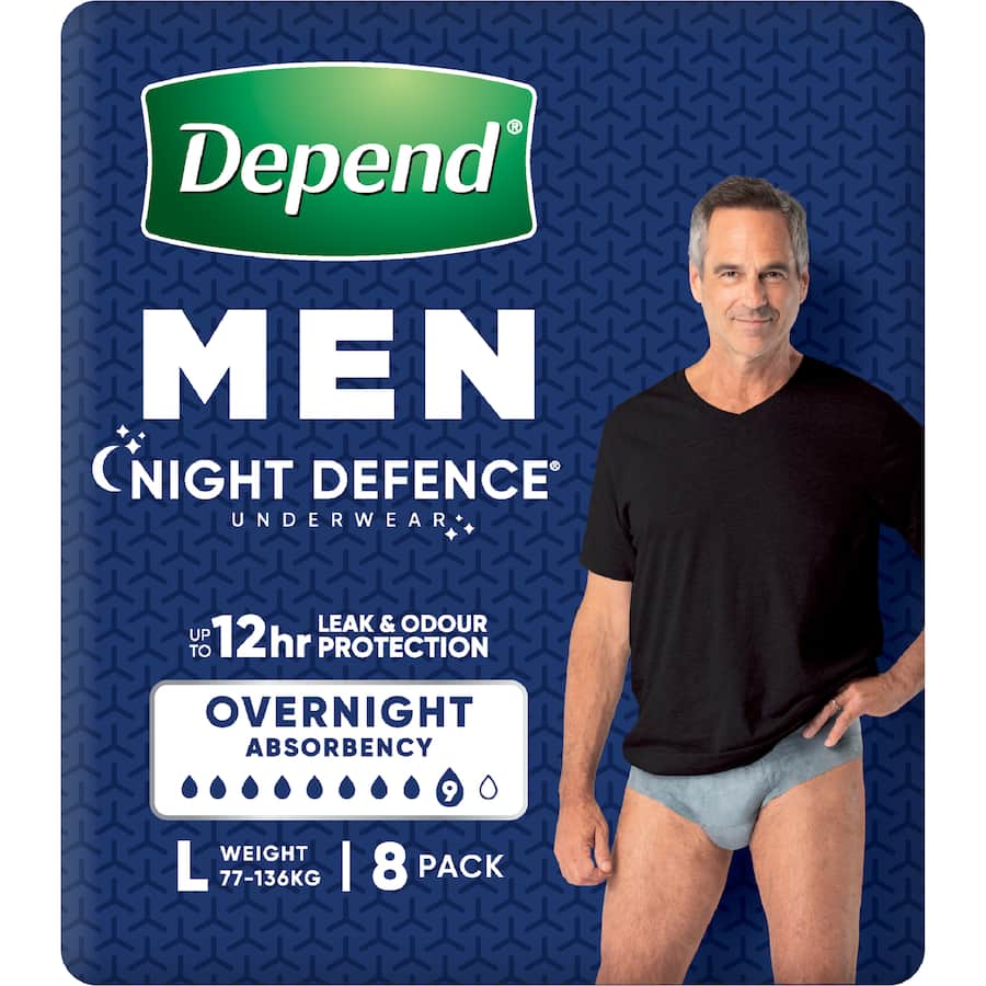 Depend Real Fit Underwear Night Defence Large 8 pack