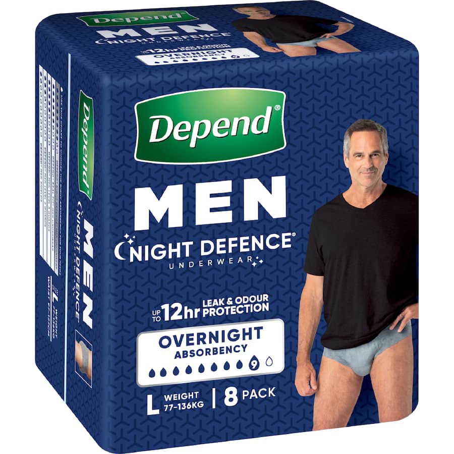 Depend Real Fit Underwear Night Defence Large 8 pack