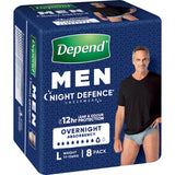 Depend Real Fit Underwear Night Defence Large 8 pack