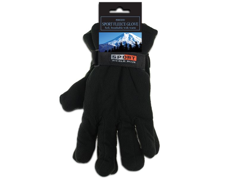 Gloves - Mens Polar Fleece Black (12 Pairs)