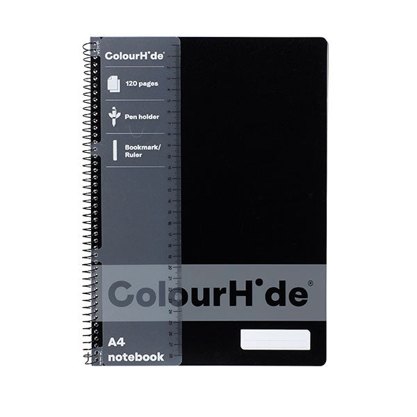 Pack of 10 A4 Colourhide Notebooks with 120 perforated pages and protective cover, ideal for note-taking and organization.