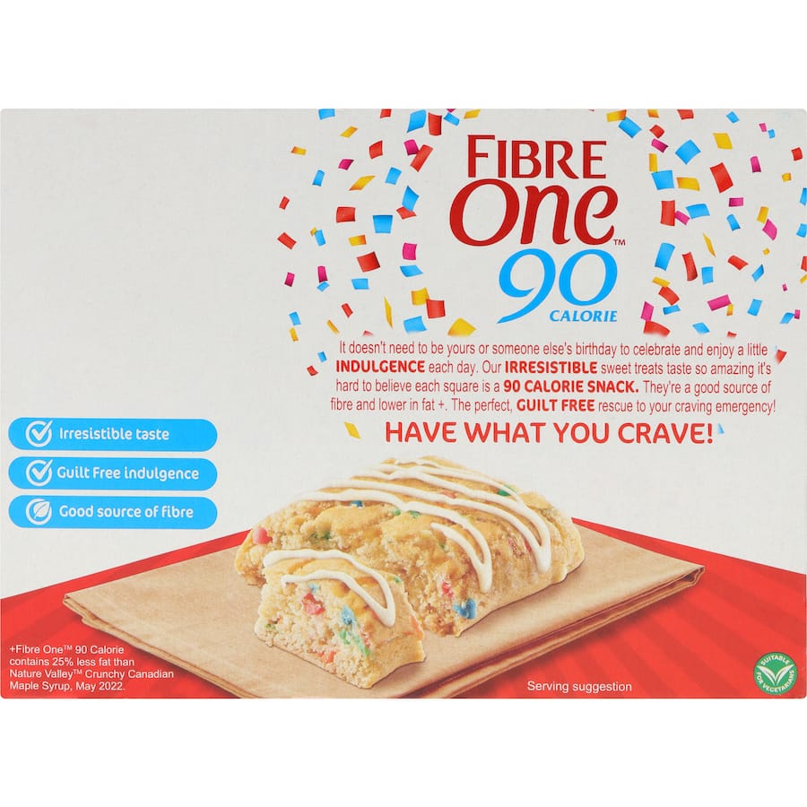 Fibre One Cake Bars Birthday Cake Squares 5 pack 100g