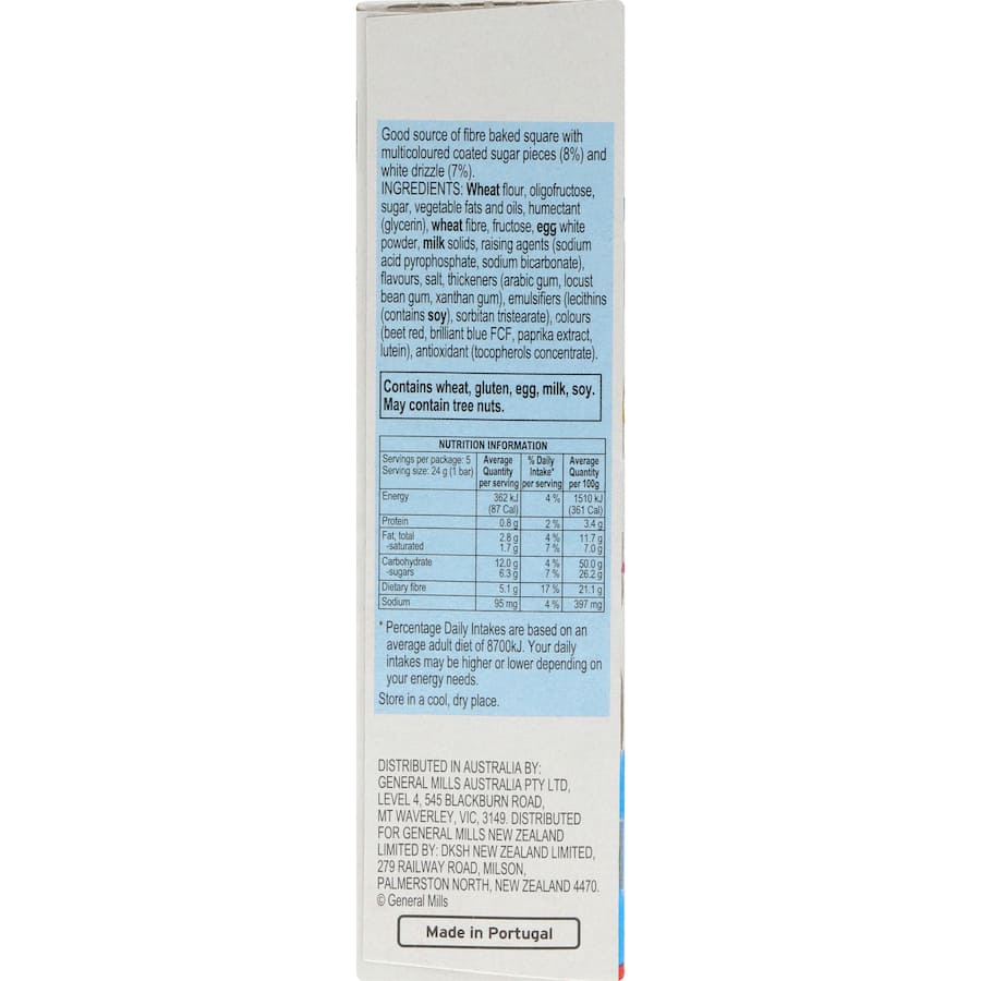 Fibre One Cake Bars Birthday Cake Squares 5 pack 100g