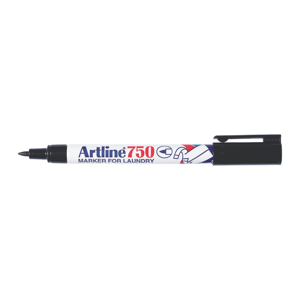 Artline 750 Laundry Marker 0.7mm Bullet Nib Black -12 units