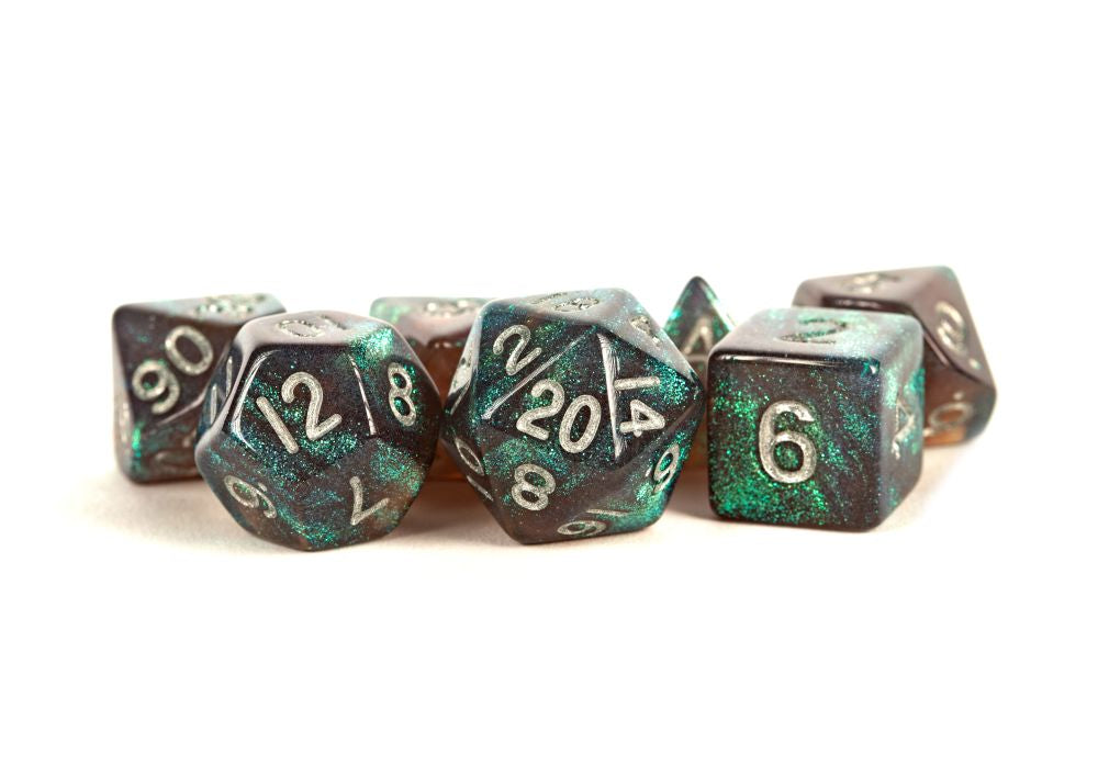 Fanroll: 16mm Acrylic Polyhedral Dice Set: Stardust Gray w/ Silve Numbers