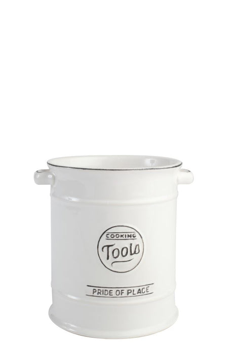 Stylish white utensil jar from T & G's Pride of Place Collection, perfect for organizing kitchen tools elegantly.