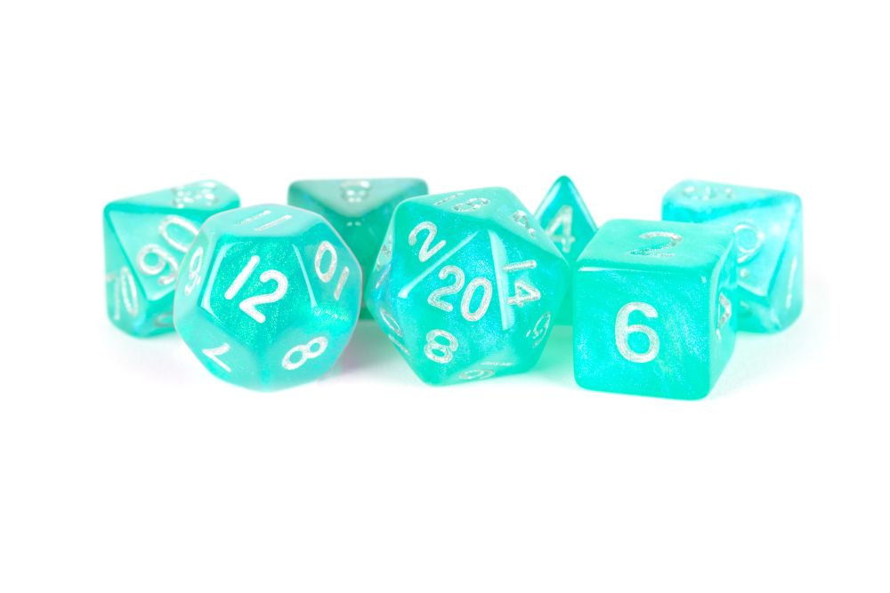 Fanroll: 16mm Acrylic Polyhedral Dice Set: Stardust Turquoise