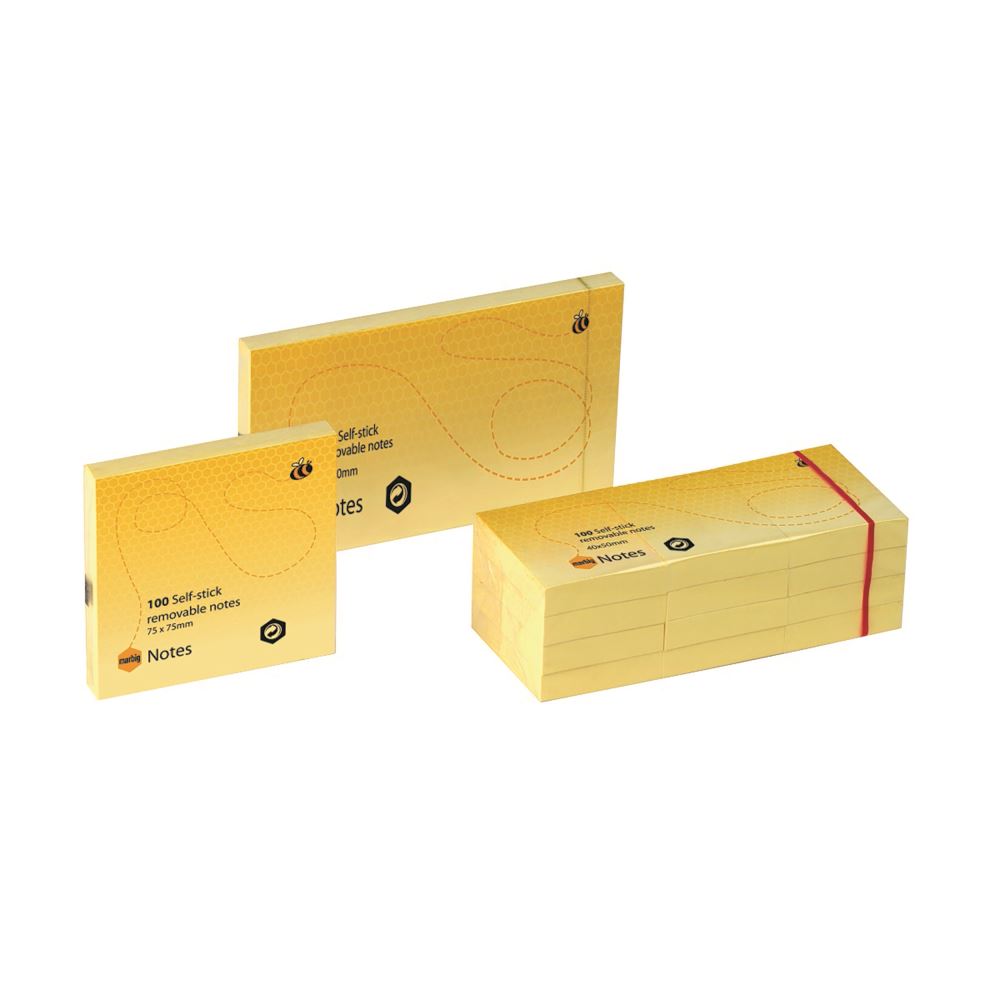 Marbig Notes Yellow 40x50mm Yellow Pk12 Yellow 40x50mm Ylw Pk12