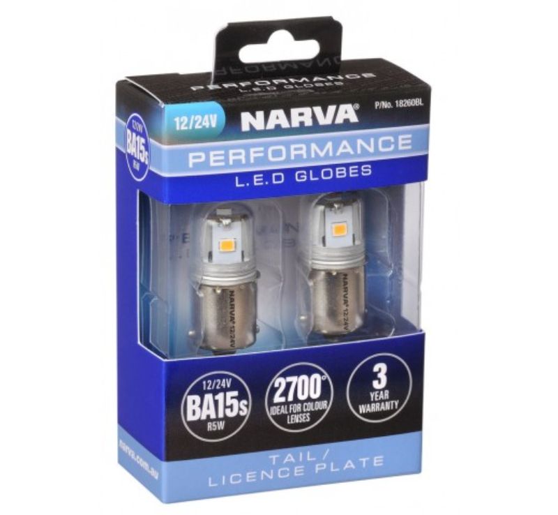 12/24V BA15S R5W LED GLOBES 2 PACK