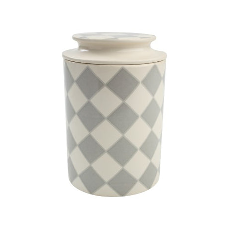 Stylish City Diamond Ceramic Canister with airtight lid, perfect for organizing dried goods and enhancing kitchen decor.