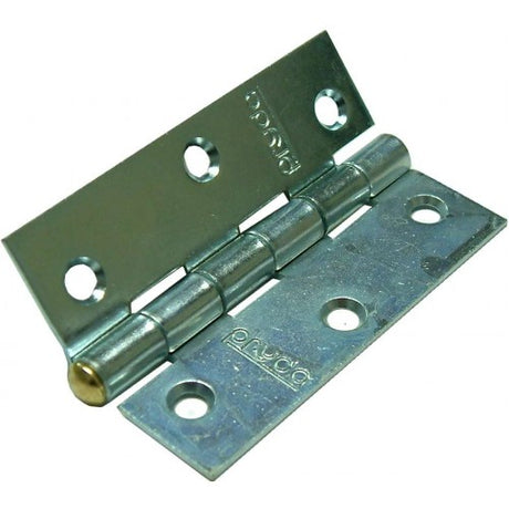 90mm zinc-plated steel butt hinge with a loose brass pin for easy installation and superior corrosion resistance.