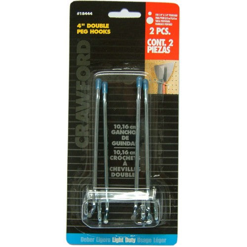 Pegboard Hooks (2) 1/8 X 4"Double  Arm