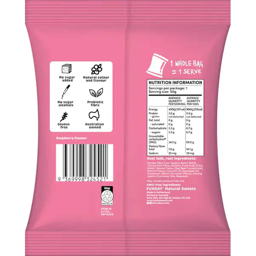 Funday Gummy Frogs Raspberry No Sugar 50g