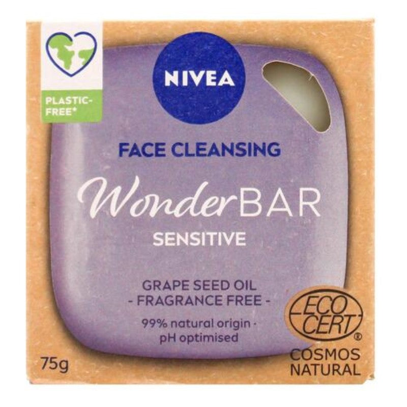 NIVEA Face Cleansing Wonder Bar Sensitive Grape Seed Oil 75g - Pack of 12