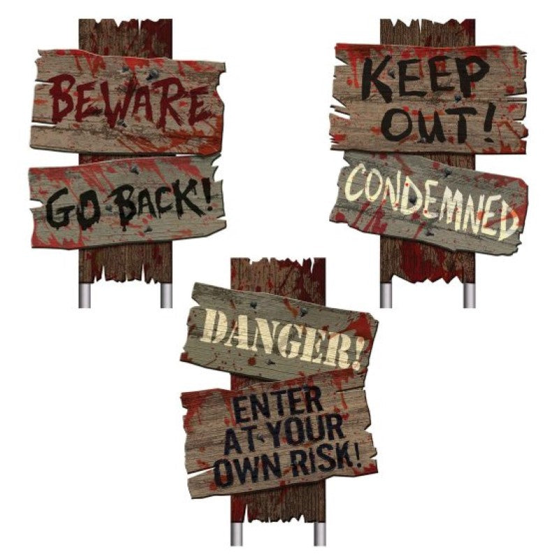 Set of 3 Cemetery Sidewalk Signs in durable corrugated plastic, ideal for guiding visitors and marking grave sites.
