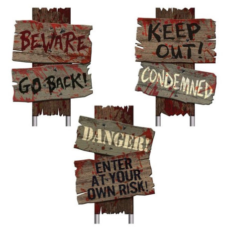 Set of 3 Cemetery Sidewalk Signs in durable corrugated plastic, ideal for guiding visitors and marking grave sites.
