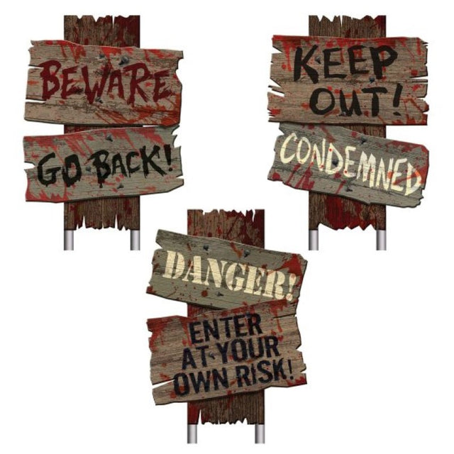 Set of 3 Cemetery Sidewalk Signs in durable corrugated plastic, ideal for guiding visitors and marking grave sites.