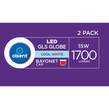 Olsent Led Light Bulb Gls Bayonet 15w 1700lm Cw 2pack