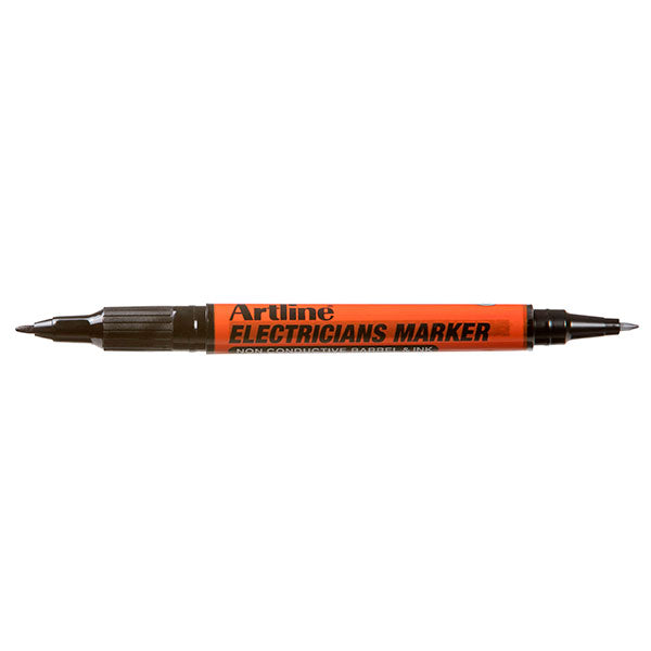 Artline Electricians Marker Black Box of 12 for durable, non-conductive markings on various materials with instant-drying ink.