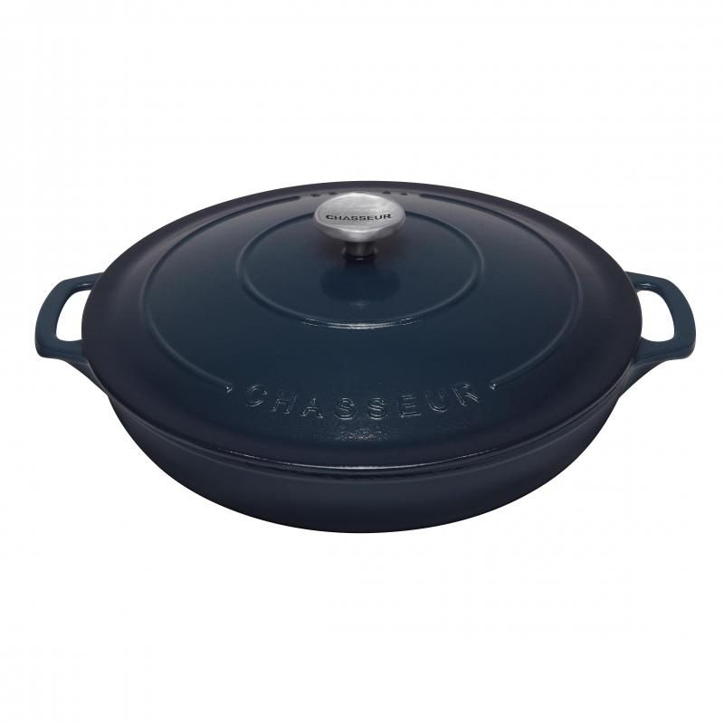 Chasseur Liquorice Blue Round Low Casserole Dish 30cm/2.5L