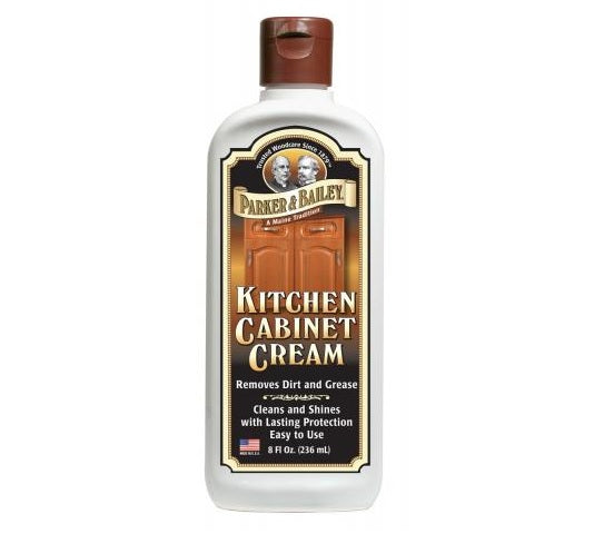 Parker & Bailey Kitchen Cabinet Cleaner Cream in an 8 fl oz bottle, effective on wood and laminate for a polished clean.