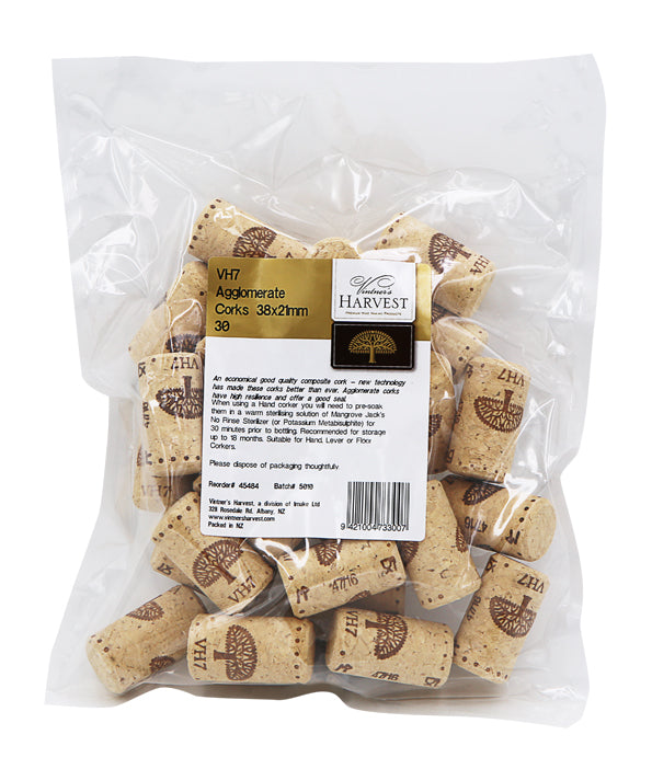Vintner's Harvest VH7 Agglomerate Corks 38x21mm, Bag 30