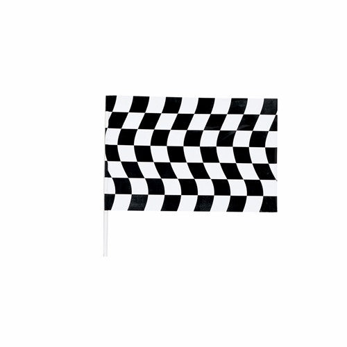 Black & White checkered jumbo flag with 122cm pole, perfect for parties, races, and festive decorations.