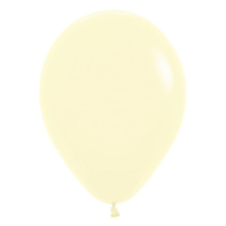 Pack of 50 Sempertex 30cm pastel matte yellow latex balloons, perfect for elevating celebrations and decorations.