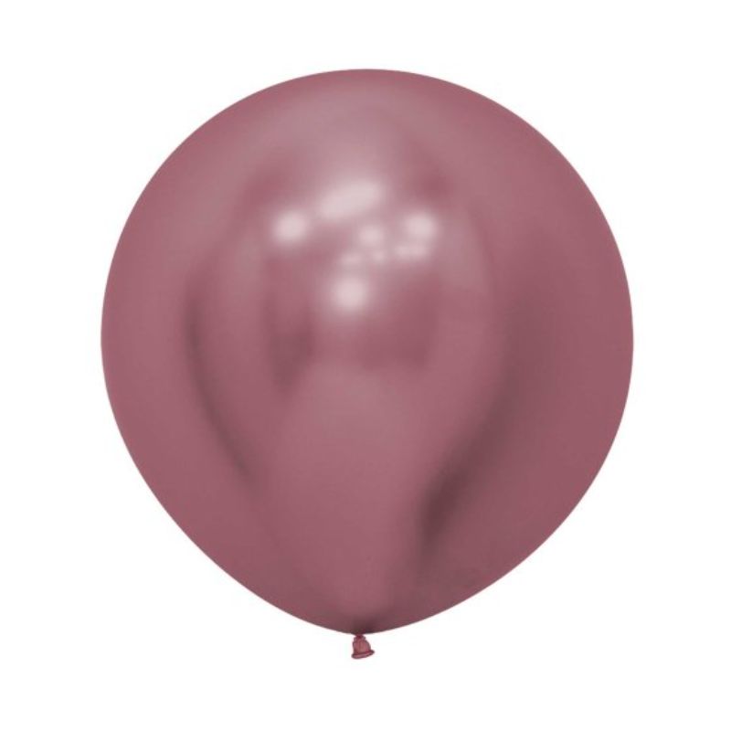 3-pack of 60cm Sempertex metallic reflex pink latex balloons, perfect for vibrant party decorations and special events.
