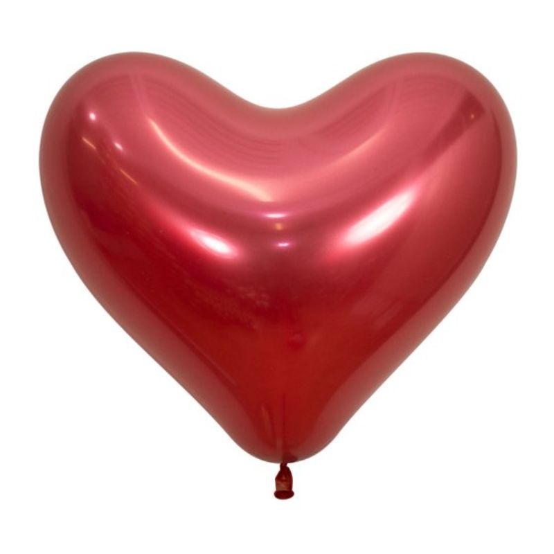 12 red heart-shaped metallic balloons, perfect for weddings and celebrations, designed for elegance and durability.