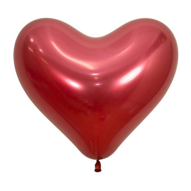 12 red heart-shaped metallic balloons, perfect for weddings and celebrations, designed for elegance and durability.