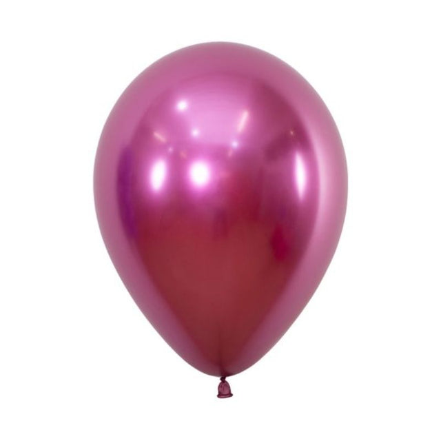 Set of 12 metallic reflex fuchsia latex balloons, 30cm, perfect for colorful party decorations and festive celebrations.