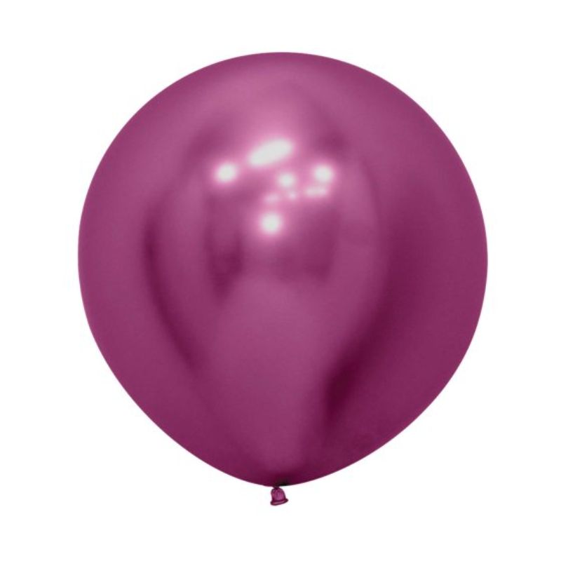 Set of 3 Sempertex 60cm Metallic Reflex Fuchsia Latex Balloons, perfect for vibrant party decor and celebrations.