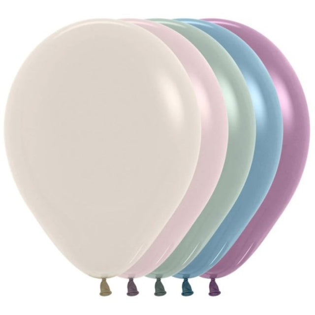 Sempertex 30cm pastel dusk latex balloons in assorted colors, perfect for celebrations, parties, and events. 100-pack.
