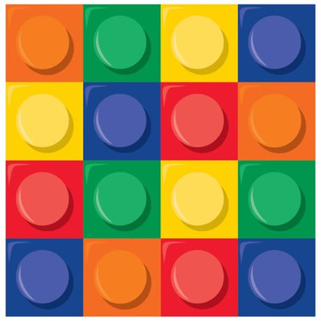 Vibrant Block Party Luncheon Napkins, 33cm x 33cm, 2-ply, pack of 16, perfect for festive gatherings and durable for any mess.