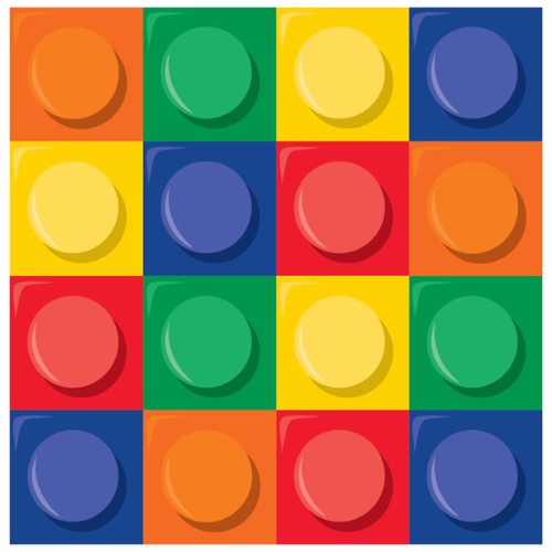 Vibrant Block Party Luncheon Napkins, 33cm x 33cm, 2-ply, pack of 16, perfect for festive gatherings and durable for any mess.