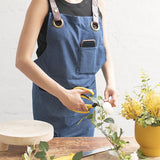 Stylish Denim Apron With Pockets Dark Blue