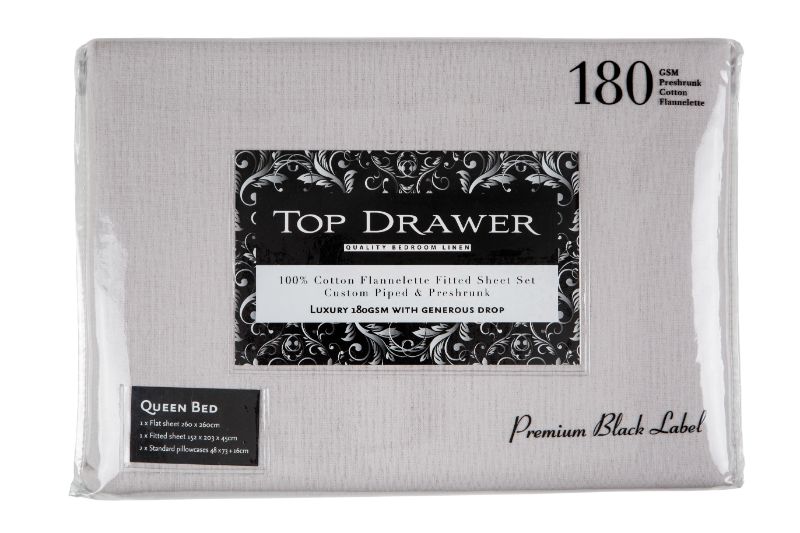 Single Sheet Set - TD Flannelette 180GSM (Silver)