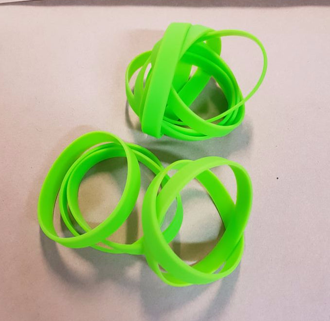 Silicon/Silicone Wristbands -10 Units LIME GREEN