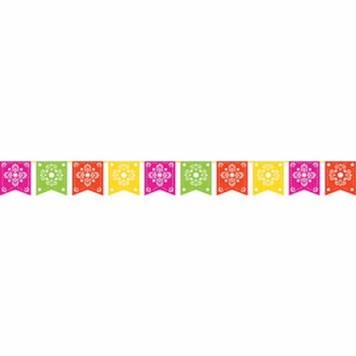 Vibrant 2.7m Serape Picado Fiesta Flag Banner in glossy paper, perfect for celebrations and cultural events.