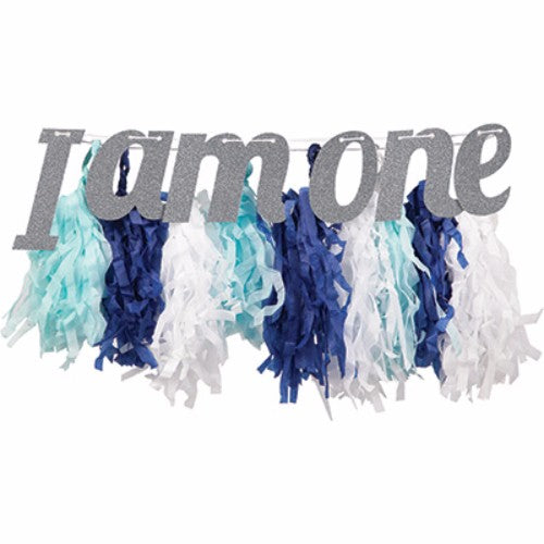 High Chair Decoration Kit Blue I am one