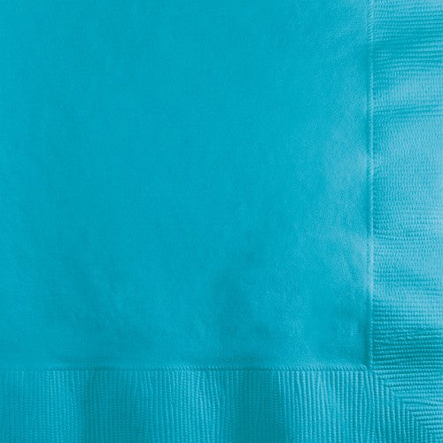 Pack of 50 Bermuda Blue 2-ply luncheon napkins, 33cm x 33cm, ideal for vibrant dining settings and events.